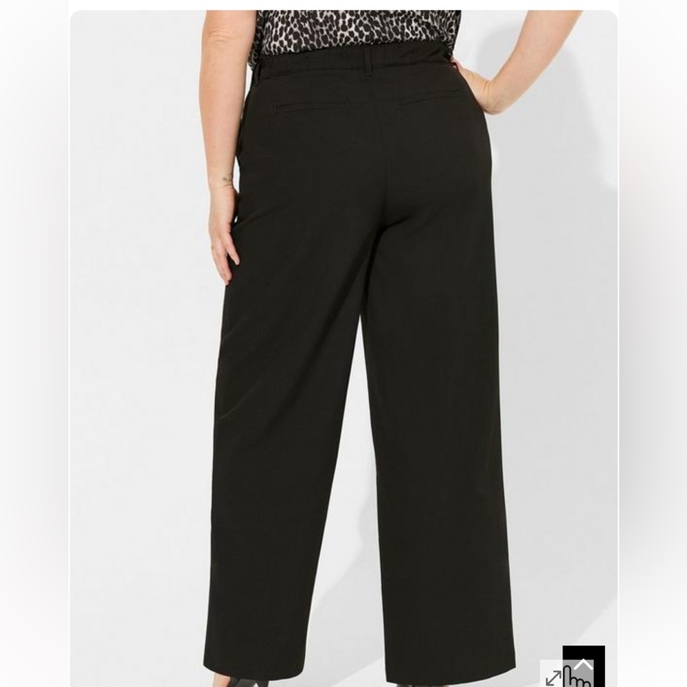 Black wide leg twill high rise pants - Picture 3 of 4